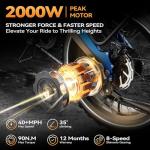 2000W Foldable Electric Bike with Removable Battery