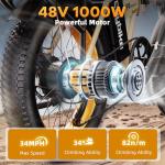 Folding 1000W Electric Bike with Large Battery
