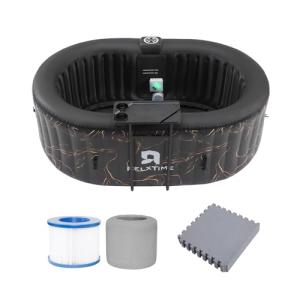 Inflatable 2-Person Outdoor Hot Tub with LED Lights