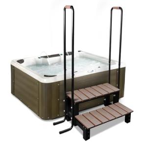 Wooden Hot Tub Steps with Handrails and Pads