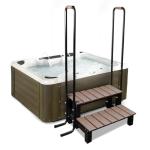 Wooden Hot Tub Ladder with Handrails and Anti-Skid Pads
