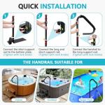 Adjustable Hot Tub Safety Handrail with Rotating Handle