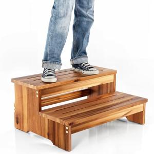 Acacia Wood 2-Step Stool for Hot Tubs