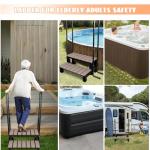 Wooden Hot Tub Ladder with Handrails and Anti-Skid Pads