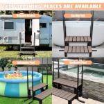 Wooden Hot Tub Ladder with Handrails and Anti-Skid Pads
