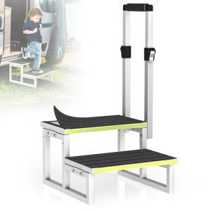 Adjustable RV Steps with Handrail for Hot Tubs