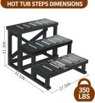 Durable Three-Step Hot Tub Access Ladder, Dark Grey