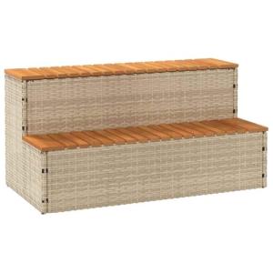 Beige Rattan Hot Tub Step with Adjustable Feet