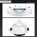 Empava 59" Corner Whirlpool Bathtub for Two