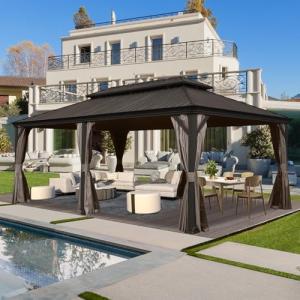 SHPAI 14' x 24' Outdoor Hardtop Gazebo for Hot Tub