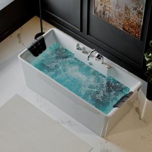 Empava 59-Inch White Freestanding Whirlpool Bathtub