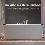 Empava 59-Inch White Freestanding Whirlpool Bathtub