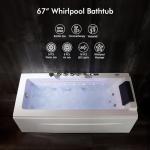 Empava 67" Jetted Whirlpool Bathtub with Heater