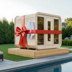 Square Outdoor Sauna for 6 with Glass Windows