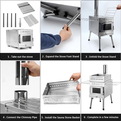 Outdoor Sauna Tent Wood Stove for Camping