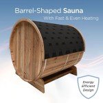 ALEKO Cedar Barrel Sauna for 4 with Canopy