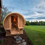 ALEKO Cedar Barrel Sauna for 4 with Canopy