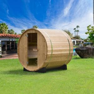 Woodbridge 4-Person Outdoor Barrel Sauna with Heater