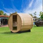 Woodbridge 4-Person Outdoor Barrel Sauna with Heater