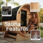 ALEKO Cedar Barrel Sauna for 4 with Canopy