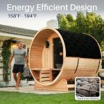ALEKO Cedar Barrel Sauna for 4 with Canopy