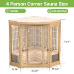RESTISLAND 1-4 Person Infrared Wood Corner Sauna