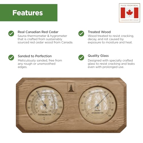 Northwood Sauna 2-in-1 Thermometer & Hygrometer
