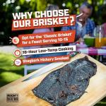 Roots Renowned 18-Hour Smoked Brisket (8-10 lbs) – Fully Cooked & Blast-Chilled – Master Chef Prepared for Ultimate Tenderness – Perfect for Holidays; Festive Dinners; Gifts
