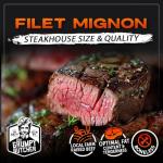 Grumpy Butcher Large Filet Mignon Steaks (8 oz each, 24 Pack) - Steakhouse Size Beef Tenderloin Filet Steak Meat - For Delivery in Grumpy Butcher Meat Gift Packages Specials Option