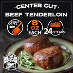 Grumpy Butcher Large Filet Mignon Steaks (8 oz each, 24 Pack) - Steakhouse Size Beef Tenderloin Filet Steak Meat - For Delivery in Grumpy Butcher Meat Gift Packages Specials Option