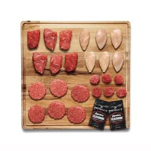 Rastelli's Grilling Meat Pack: Wagyu Burgers, Sirloin Steaks, Filet Mignon Medallions, Chicken Breasts, (24 count), 6.5 lbs. Total