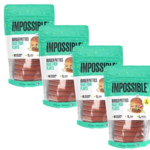 Impossible Burger Patties - 19g of Protein - No Animal Hormones and Antibiotics - Gluten Free Certified - Halal, 4 -Pack (1/4lb Each) Ready Set Gourmet Donate a Meal Program