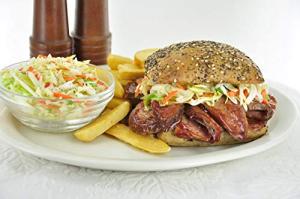 Burgers' Smokehouse Sliced Beef Brisket (Signature Sauced 16 oz. Tray, Four Trays)