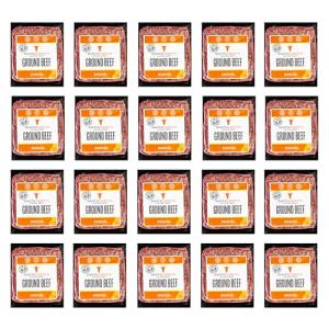 Santa Carota Grass Fed Ground Beef 80% Lean / 20% Fat, Carrot-Finished, Grass-Raised, Bulk Hamburger Meat | Perfect for Burgers, Family Pack Frozen Food (20-1lb packages)