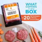 Santa Carota Grass Fed Ground Beef 80% Lean / 20% Fat, Carrot-Finished, Grass-Raised, Bulk Hamburger Meat | Perfect for Burgers, Family Pack Frozen Food (20-1lb packages)