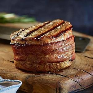 Premium Super Trimmed Bacon-Wrapped Filet Mignon Steak, 12 count, 8 oz each, Aged for up to 28 Days, Restaurant-Quality Steaks and Cooking Instructions from Kansas City Steak Company