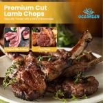 OCEANZEN: Frenched Lamb Rack Grass Fed,6 Packs, 8 Ribs Each, 24-26oz per Pack 144oz (9 lbs) Box,Ready to Roast Holiday Gourmet
