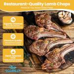 OCEANZEN: Frenched Lamb Rack Grass Fed,6 Packs, 8 Ribs Each, 24-26oz per Pack 144oz (9 lbs) Box,Ready to Roast Holiday Gourmet