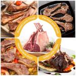 OCEANZEN: Frenched Lamb Rack Grass Fed,6 Packs, 8 Ribs Each, 24-26oz per Pack 144oz (9 lbs) Box,Ready to Roast Holiday Gourmet