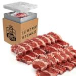 Grumpy Butcher New York Strip Steaks, 32 Count