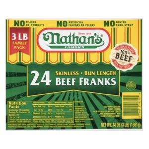 Nathan's Famous Skinless Beef Franks - 5 lbs