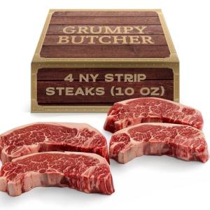 Grumpy Butcher New York Strip Steaks, 10 oz Pack