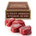 Grumpy Butcher 4 Large Filet Mignon Steaks