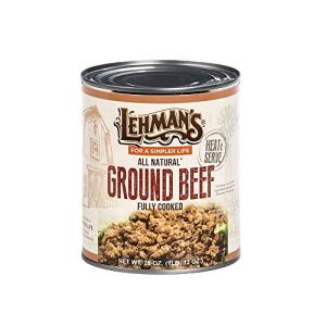 Lehman's All Natural Canned Meat, USA Made Ready to Eat for Everyday, Camping or Emergencies, 28 oz Cans, Case of 12, Ground Beef
