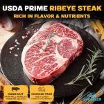 OCEANZEN USDA Prime Ribeye Steak – Hand-Cut & Aged – Pack of 6 (10oz Each) – Buttery Texture & Intense Marbling – Premium Beef for Grilling & Fine Dining 60 oz (3.75 lbs) Box