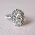 2 ct Created Oval & Round Cut Diamond Halo Engagement Ring 14K White Gold Plated