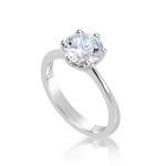 10K White Gold Natural Diamond Daughter Solitaire Engagement Prong Ring Jewelry