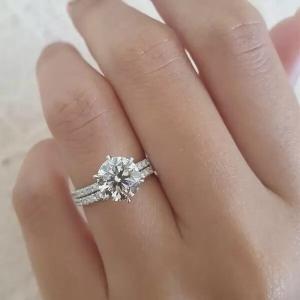1 ct Lab Created Round Cut Diamond Women's Engagement Ring 14K White Gold Plated