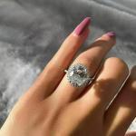 3Ct Oval Cut Lab Created Diamond Halo Engagement Ring 14K White Gold Finish