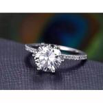 Round Natural Diamond Solitaire with Accents Ring Jewelry 14K Solid White Gold